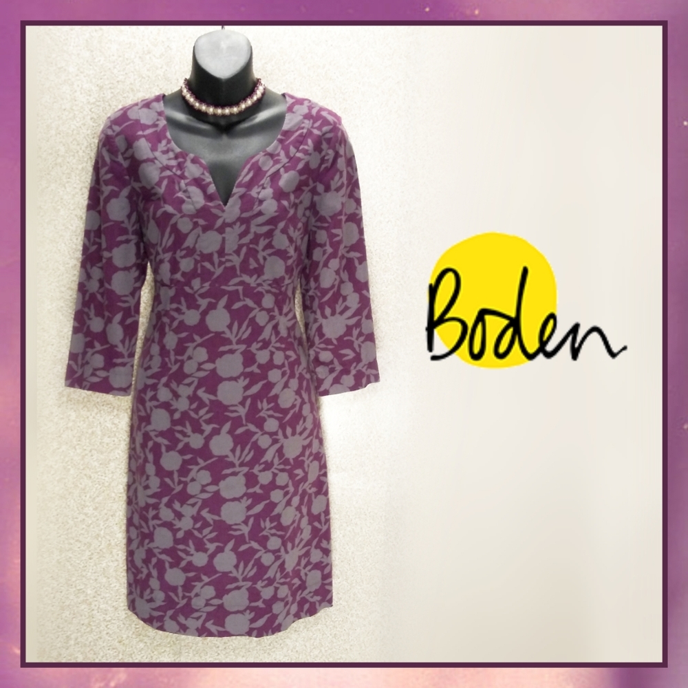 Boden Purple Floral Midi Dress